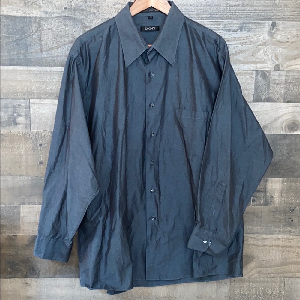 DKNY Charcoal Button Down Long Sleeve Shirt